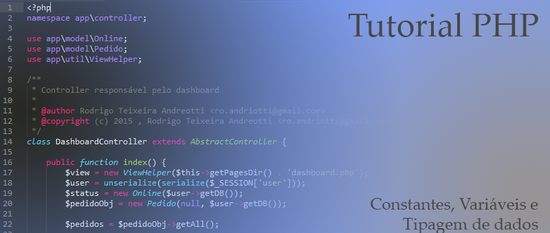 Tutorial PHP: constantes, variaveis e tipagem de dados