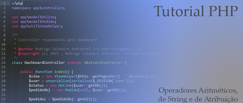 Tutorial PHP: Operadores Aritméticos, de String e de Atribuição